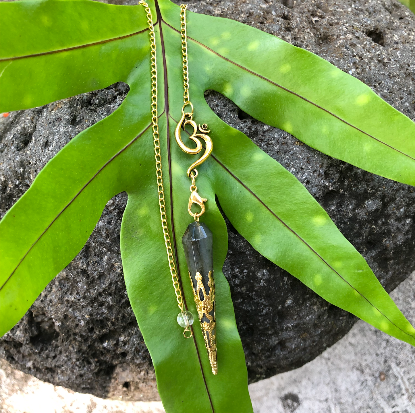 Labradorite Gold OM "Moon Energy" Pendulum | Divination Tool