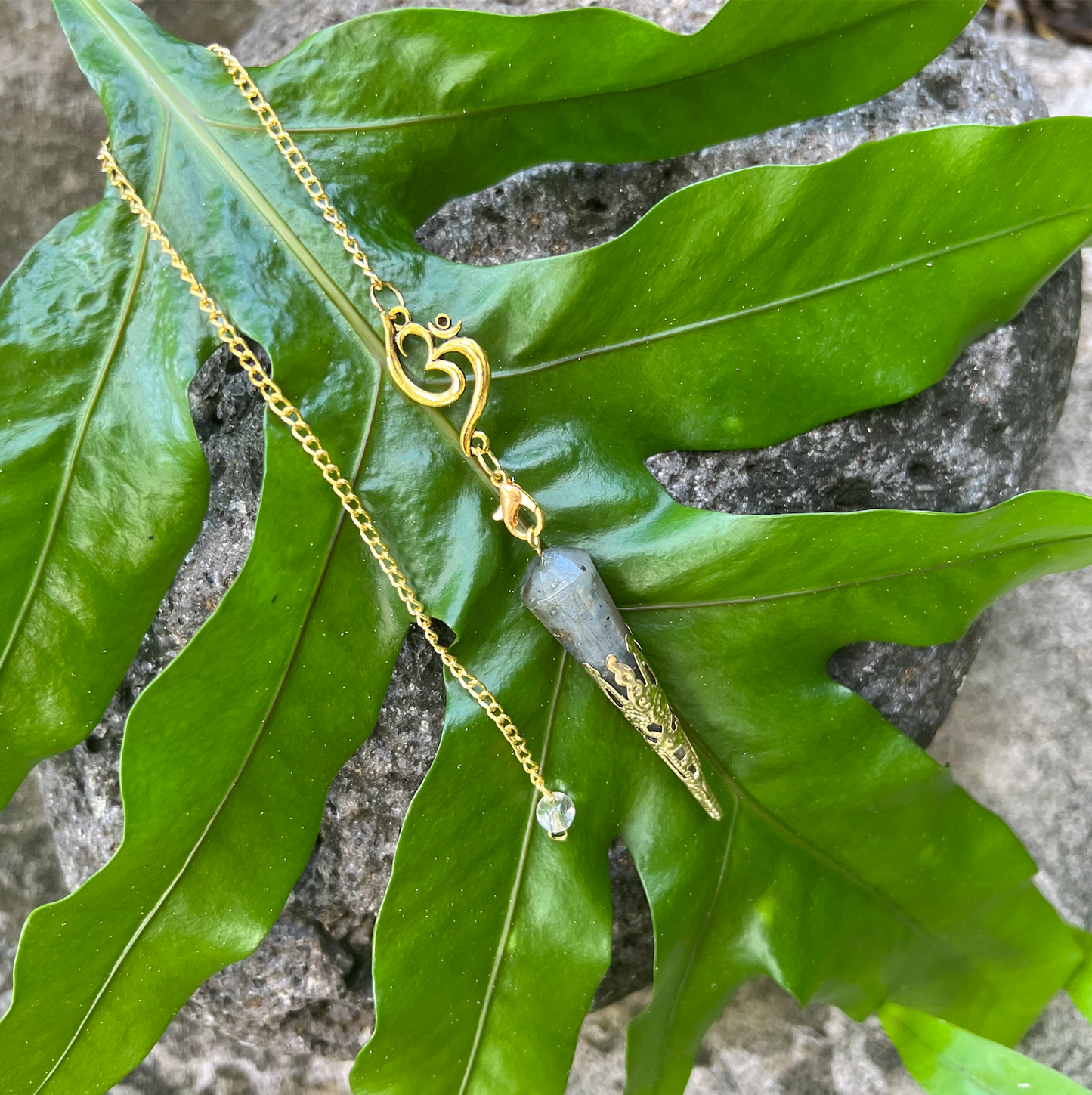 Labradorite Gold OM "Moon Energy" Pendulum | Divination Tool