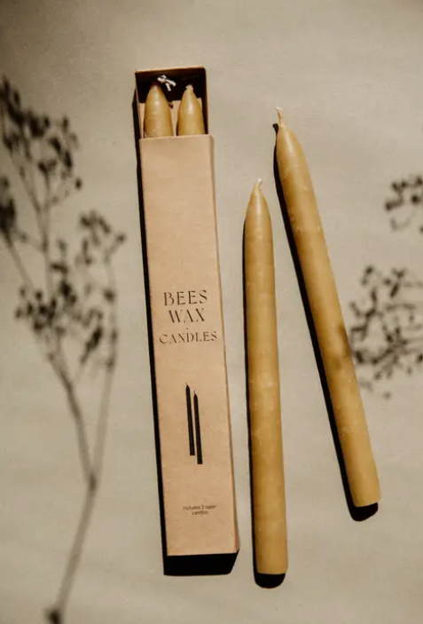 Beeswax Taper Candles Set of 2