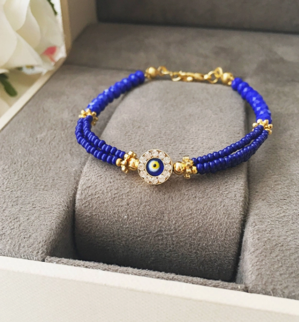 Blue Evil Eye Bracelet, Miyuki Beads Bracelet