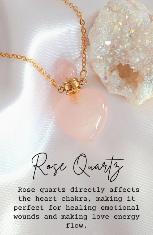Heart Crystals Bottles | 24K Natural Crystals Necklaces